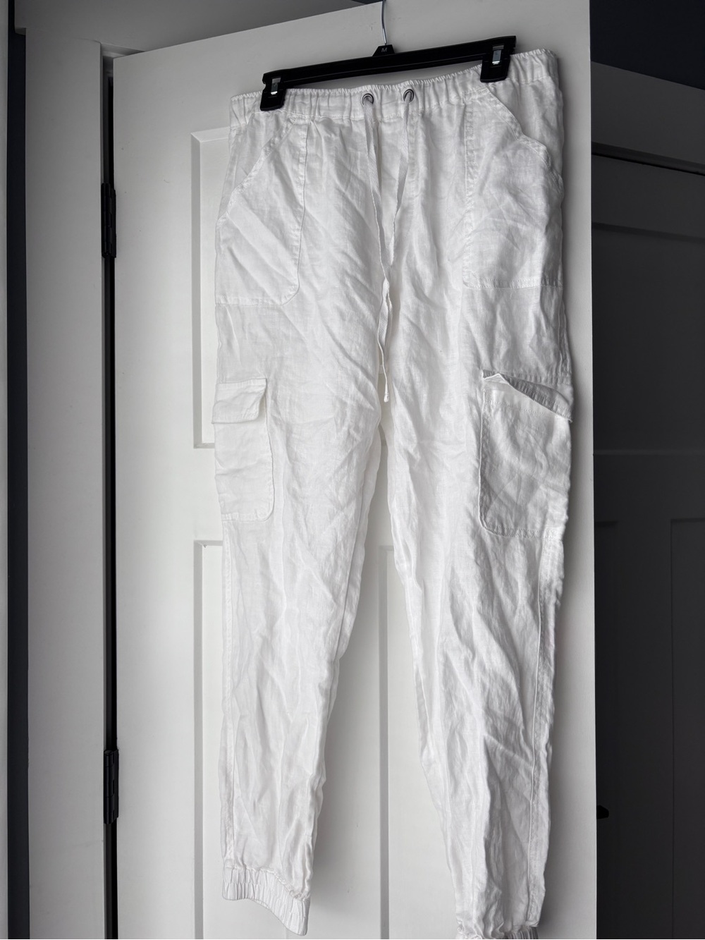 Nicole Miller White Cargo Jogger Pants